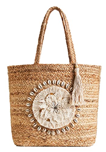 Desigual Damen Bols_tulum shopper Umh ngetasche, Weiß, Einheitsgröße EU von Desigual