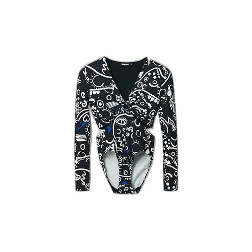 Desigual Damen krop Blouse, Schwarz, XL EU von Desigual