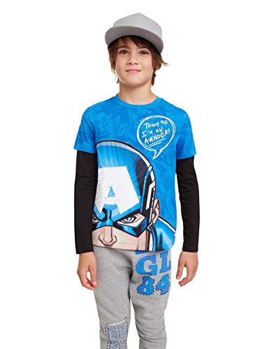 Desigual Jungen T-Shirt John Langarmshirt, Blau (Diva Blue 5139), 152 (Herstellergröße: 11/12) von Desigual