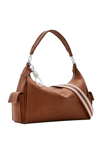 Desigual Women's Half Logo 24 New Accessories PU Shoulder Bag, Brown von Desigual