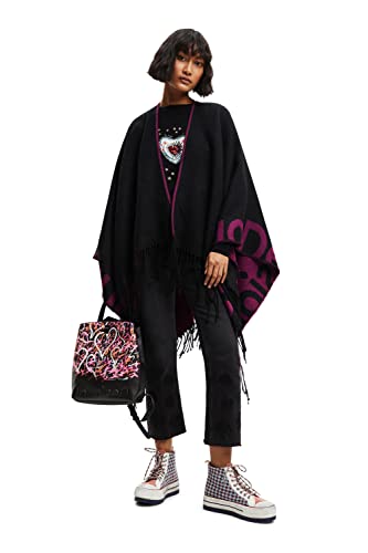 Desigual Damen Poncho_logo Paris, 3016 Lilac, PONCHO, Rot, Einheitsgröße EU von Desigual