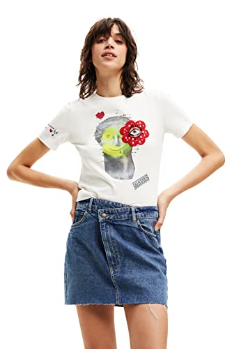 Desigual Damen Short Sleeve T-Shirt, Weiß, S EU von Desigual