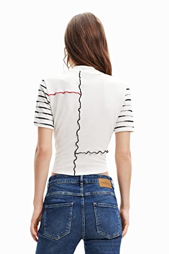 Desigual Women's TS_Patch 1001 T-Shirt, White, S von Desigual