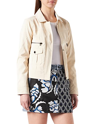 Desigual Womens CHAQ_Primavera Kunstlederjacke, White, S von Desigual