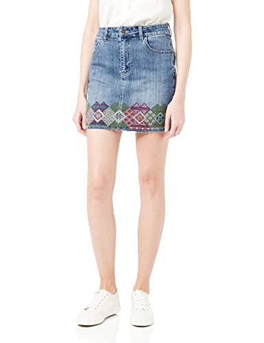 Desigual Womens FAL_LAUSANA Rock, Blue, 34 von Desigual