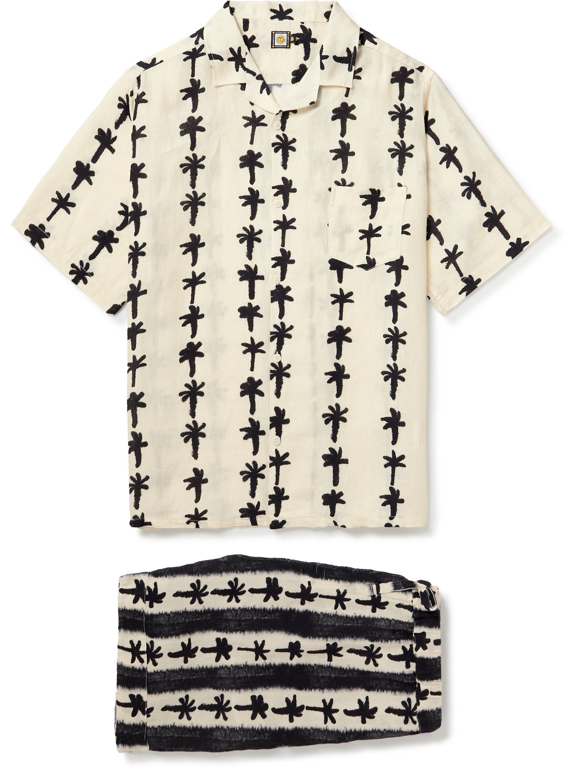 Desmond & Dempsey - Camp-Collar Printed Linen Pyjama Set - Men - Neutrals - XL von Desmond & Dempsey