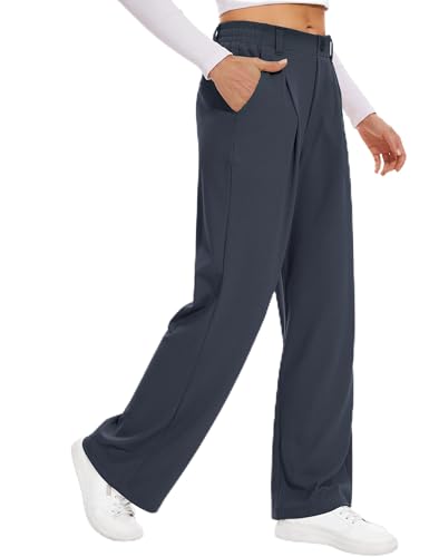 Desol Hosen Damen Waffel Lang Palazzo Hose Elegant Stoffhose Anzughose Damen Weite Sommerhose mit Taschen High Waist Hose Damenhose Weites Bein Blau M Desol Hosen Damen Waffel Lang Palazzo Hose Elegant Stoffhose Anzughose Damen Weite Sommerhose mit Taschen High Waist Hose Damenhose Weites Bein Blau M von Desol