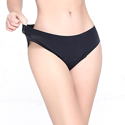 Auslaufsichere Menstruations-Bikinihose mit mittlerer Taille für Teenager, Damen (schwarz, L) von Detrade