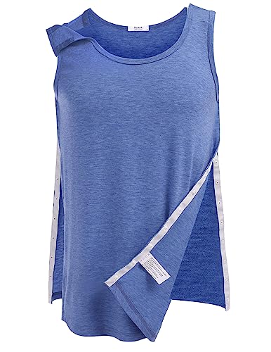 Deyeek Hemd für Damen und Herren, zum Abreißen, Druckknopfverschluss, Rotatorenmanschette, Mastektomie, Chemo-Erholung, Tank-Top, Blau von Deyeek