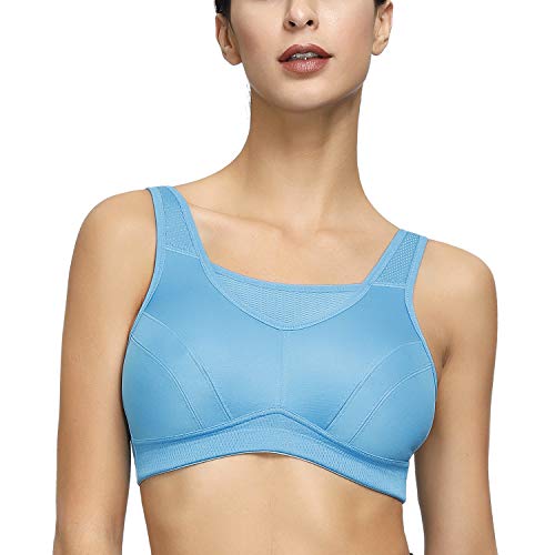 Deyllo Damen Sport BH Starker Halt Große Größen Sport-BH für Fitness Lauf Yoga(Blau,42C / 95C) von Deyllo