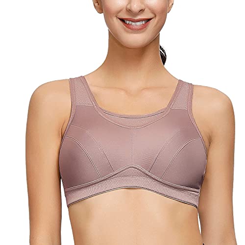 Deyllo Damen Sport BH Starker Halt Große Größen Sport-BH für Fitness Lauf Yoga (Flieder, 85F) von Deyllo