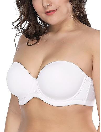 Deyllo Damen Trägerloser BH Bügel Halbschalen Große Größen BH mit Geformte Cups Multiway(Weiß,90G) von Deyllo