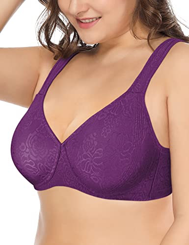 Deyllo Damen Vollschalen Minimizer BH Nicht Bügel Große Größen BH Klassischer(Lila35,90G) von Deyllo