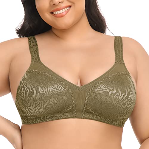 Deyllo Damen Vollschalen Minimizer BH Nicht Bügel Große Größen BH Klassischer(Olive,95F) von Deyllo