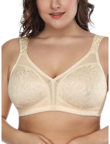 Deyllo Damen Vollschalen Minimizer BH Nicht Bügel Große Größen BH Klassischer (Beige,100B) von Deyllo