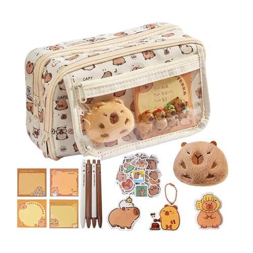 Capybara Pencil Case, Cute Stationery Zippered Pen Case, Capybara Stationery Animal Themed Pencil Bag W/ 10x Capybara Sticker Dolphin Pen 50x Sticky Notes Clip Plush Doll Pendant Brooch Gift For Kids Capybara Pencil Case, Cute Stationery Zippered Pen Case, Capybara Stationery Animal Themed Pencil Bag W/ 10x Capybara Sticker Dolphin Pen 50x Sticky Notes Clip Plush Doll Pendant Brooch Gift For Kids von Dgayaeic
