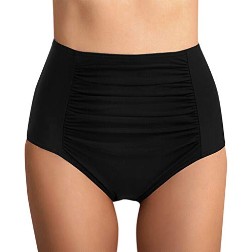 DhogSuai Bikinihose Retro Damen Frauen hoher Taille Bikini Hose Shorts Bauchweg Taille, Badeanzug, Geraffte Unterteile, Bauchhöhe, Slips von DhogSuai