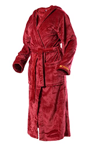 Di Ficchiano Unisex Herren Damen Bademantel mit Kapuze I Morgenmantel flauschig I Nachtwäsche aus edler Mikrofaser I Kimono Farbe: Shiny-Bordeaux, Gr. XL von Di Ficchiano