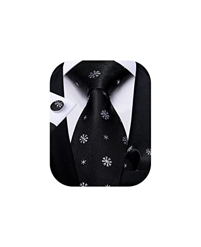 DiBanGu Herren Weihnachts-Krawatten-Set, festliches Muster, Krawatte, Einstecktuch, Manschettenknöpfe, Weihnachten, Party, Urlaub, Krawatten, mit Geschenkbox, Schwarz/Weiß Schneeflocke, Einheitsgröße DiBanGu Herren Weihnachts-Krawatten-Set, festliches Muster, Krawatte, Einstecktuch, Manschettenknöpfe, Weihnachten, Party, Urlaub, Krawatten, mit Geschenkbox, Schwarz/Weiß Schneeflocke, Einheitsgröße von DiBanGu