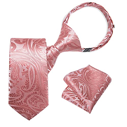 DiBanGu Jungen vorgebundene Krawatten und Einstecktuch-Set, verstellbarer Riemen, Krawatte für Kinder, Hochzeit, Party, Abschlussfeier, Schuluniformen, Rosa Paisley, Einheitsgröße von DiBanGu