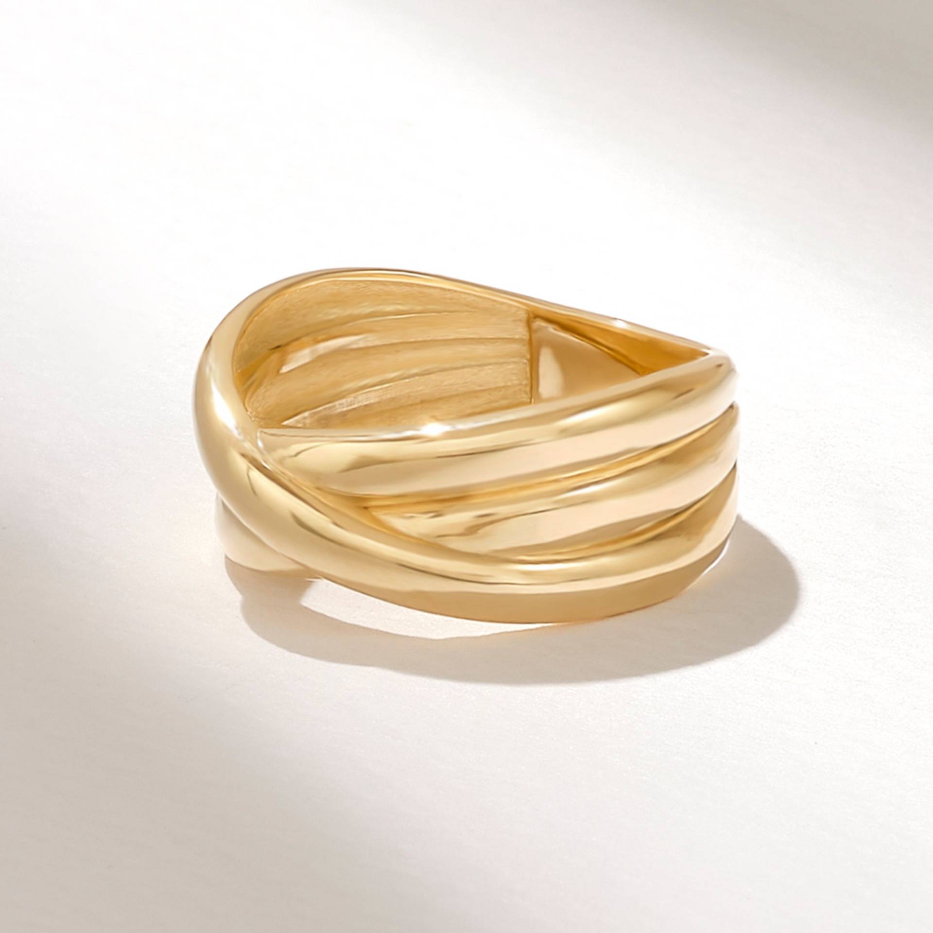 Crossover-Ehering, Dicke Bandringe Aus Massivem Gold Für Frauen, Mehrsträngiges Zigarrenband, 14-Karätiges Gold-Frauenband, Handgefertigtes von DiaFineJewelry