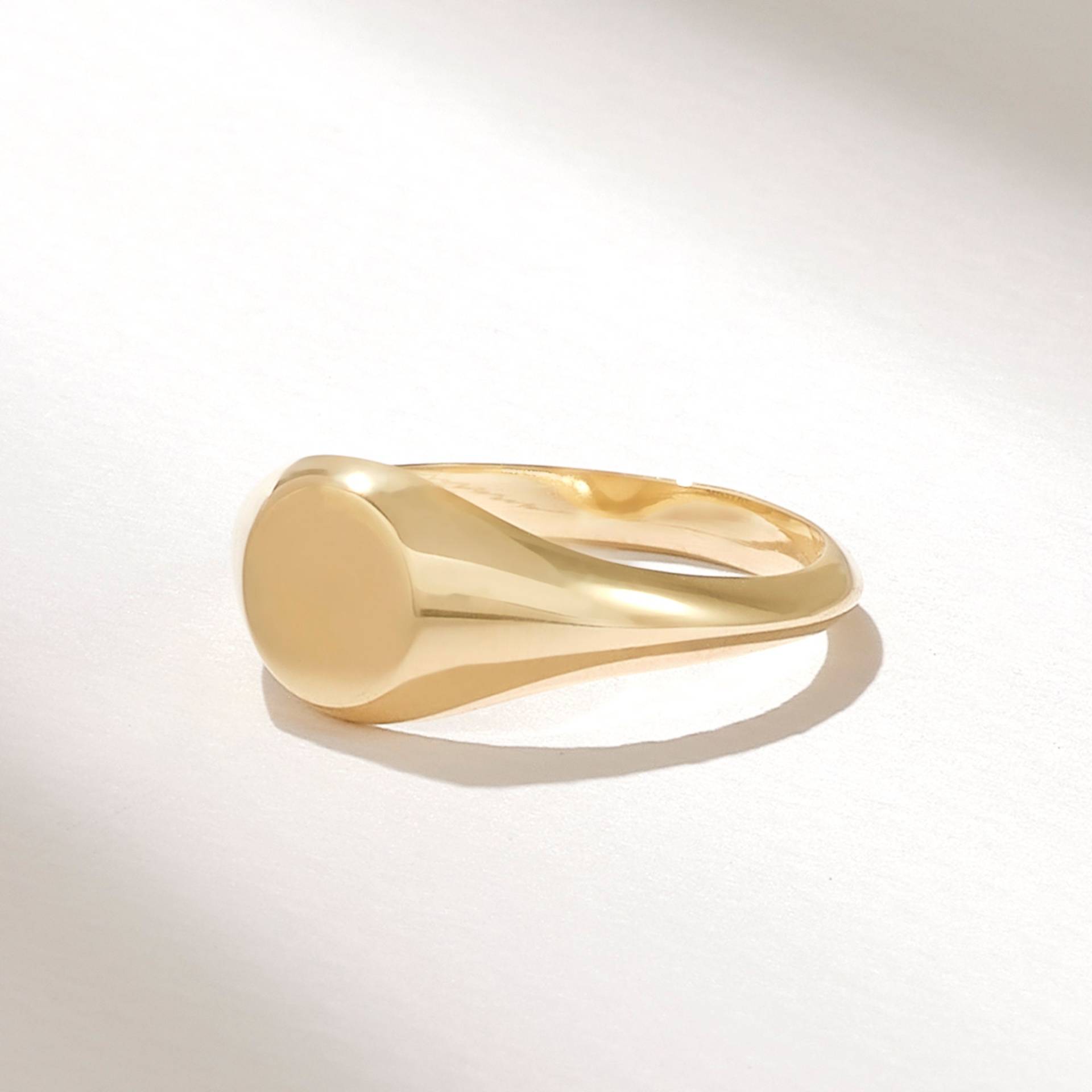 Kreis-Siegelring Aus Massivem Gold, 14-Karätiger Unisex-Ring Für Den Kleinen Finger, Gravierbarer Ring Damen Und Herren, Personalisierter Echter von DiaFineJewelry