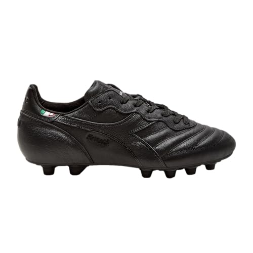 Diadora Brasil Italy OG GR LT+ MDPU Herren-Fußballschuhe für festen Boden, hochwertiges Leder, wasserabweisend, hergestellt in Italien, Schwarz, 40.5 EU von Diadora