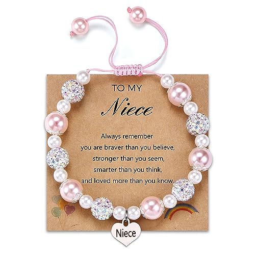 Diamday Einhorn Armband für Tochter Enkelin Nichte Rosa Perle Herz Charme Armband für Mädchen Graduierung Geburtstag Weihnachten Geschenke für Mädchen von Diamday