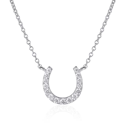 Diamond Treats Zierliche Hufeisen Halskette in 925 Sterling Silber, Niedliche Sterlingsilber Hufeisen Anhänger mit Halskette für Damen und Teenager Mädchen in 925 Silber, Silberschmuck für Frauen von Diamond Treats