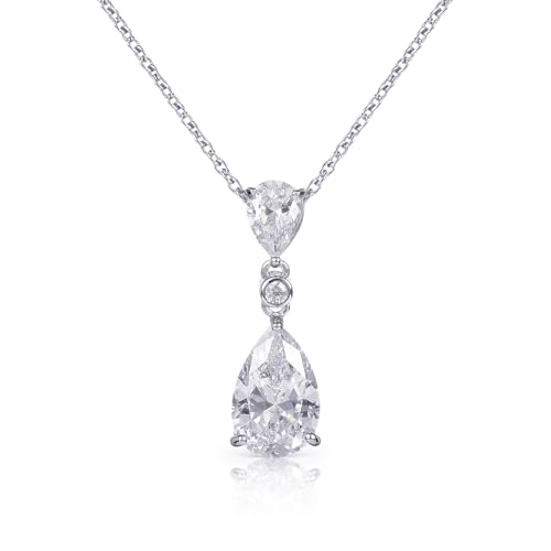 Diamond Treats Damen-Halskette mit Tropfen-Anhänger aus 925er Sterling Silber mit weißen, Zirkonia-Steinen, elegante Silber-Halskette mit Tropfen-Anhänger und Geschenkbox von Diamond Treats