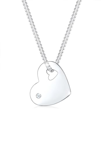 Elli Halskette Damen Herz Anhänger Symbol Solitär edel mit Diamant (0.02 ct.) in 925 Sterling Silber von Elli