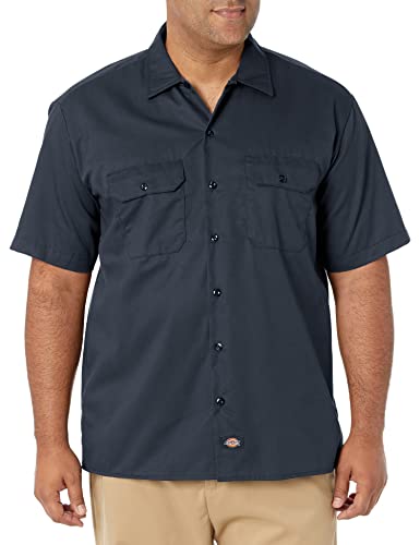 Dickies Herren Kurzärmliges Arbeitshemd, groß und hoch Button-Down-Shirt, Dunkles Marineblau, XL von Dickies