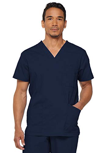 Dickies Herren Big & Tall V-Neck Scrub Double Chest Pocket Top Medizinisches Schlupfhemd, Marineblau, 5X-Large Groß von Dickies