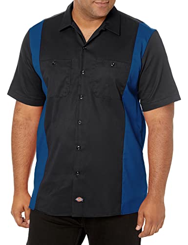 Dickies Herren-Arbeitshemd, kurzärmelig, zweifarbig, schwarz/königsblau, XX-Large von Dickies