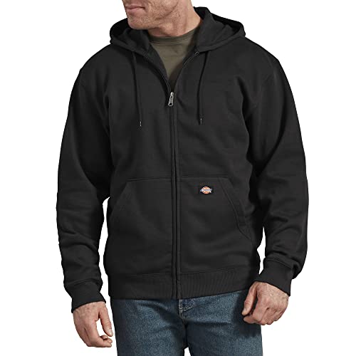 Dickies - Hoodie for Men, Full Zipper Fleece Hooded Sweatshirt, Hidden Cellphone Pocket, Black, 3XL von Dickies