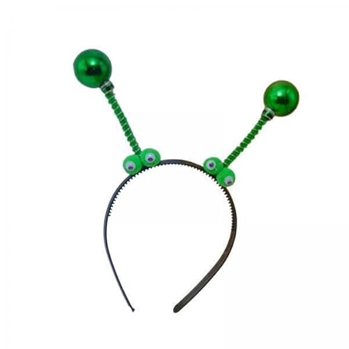 Dickly 2x Alien Stirnband, Mars Antennen Stirnband, Haarschmuck für Frauen Und Mädchen, Kopfbedeckung, Haarreifen für Neujahr, Festival, Karneval, Grün von Dickly