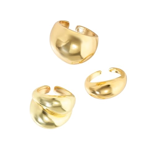 Dickly 3 x offene Ringe für Damen, Punk-Schmuck, modische stapelbare Ringe, Daumen-Knöchel-Ringe für Hochzeit, Geburtstag, Geschenke, Festival, Gold von Dickly