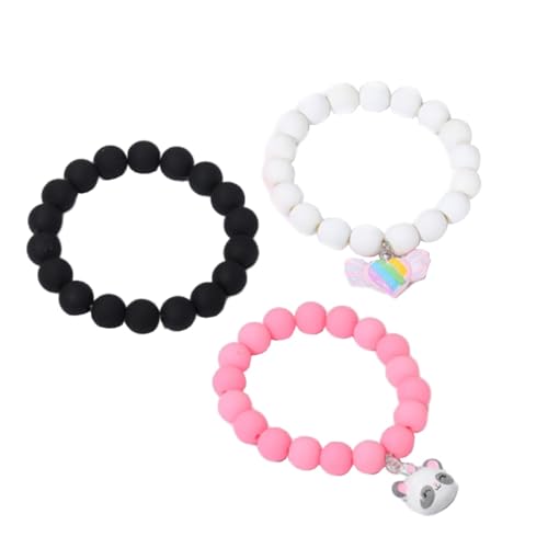 Dickly 3x Perlenarmbänder für Kinder, Mädchen, Charm-Armbänder, Prinzessin, einzigartige süße Geschenke, Mädchenschmuck, Spielzeug für Festival, Party, Rosa Weiß Schwarz von Dickly