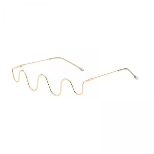 Dickly 4x Einzigartige Brillengestelle Halbbrillen Ohne Gläser Lesebrille Gold von Dickly