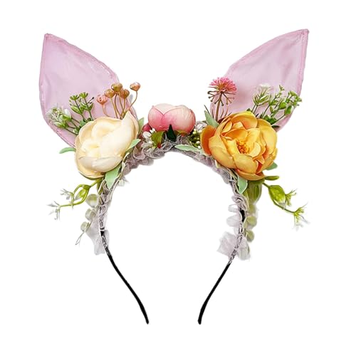 Dickly Osterhasen-Ohren-Stirnband, Haarreifen, niedlich für Kinder und Erwachsene, Kopfschmuck, Haarschmuck, Kopfbedeckung für Cosplay, Karneval, Hochzeit, ROSA von Dickly