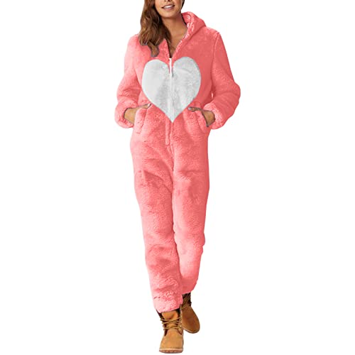 Didadihu Pyjama Damen Winter - Kuschelig Teddyfleece Pyjama Lang Mädchen Hausanzug Winter Overall Teddy Fleece Warme Loungewear Jumpsuits Einteiler Kuscheliger Flauschigem von Didadihu