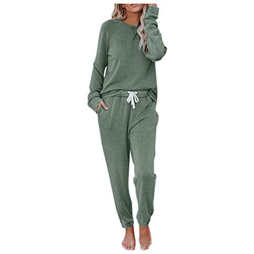 Didadihu Pyjama Damen Winter Winter Aesthetic Pyjama Sets Kurz Langer Hausanzug Flanell Stillpyjama Baumwolle Cute Pyjama Hosen Schlafanzug Winterschlafanzug von Didadihu