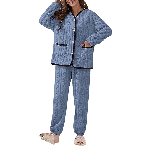 Didadihu Schlafanzug Damen Kurz Plüsch Loungewear Zweiteiliger Große Größen Lounge Sets Fleece Stillpyjama Sexy Mädchen Pyjamas Schlafanzüge Hausanzug Frottee XXL von Didadihu