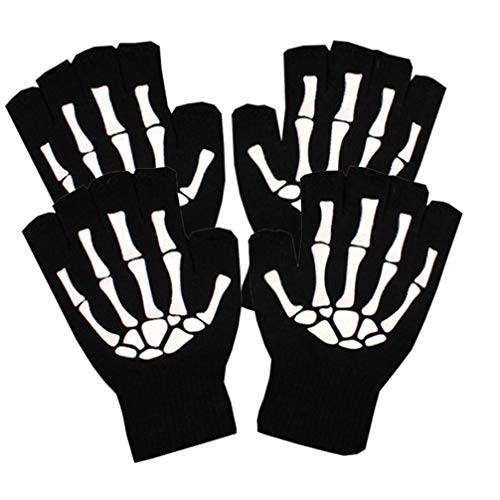 Didiseaon Halloween Skeletthandschuhe Skelett Gedruckt Halb Fingerhandschuhe für Halloween- Kostüme Partys Radfahren Reiten (2Pair) von Didiseaon