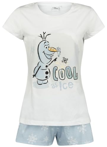 Die Eiskönigin Snowflakes Frauen Schlafanzug weiß/blau L 100% Baumwolle Disney, Fan-Merch, Filme von Liakai