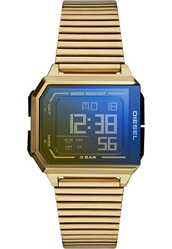 Diesel Uhr für Herren Chopped, Digitales Uhrwerk, 38mm Goldenes Edelstahlgehäuse mit Edelstahlarmband, DZ1969 von Diesel