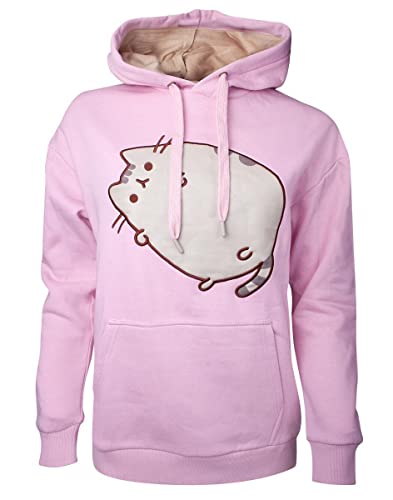 Pusheen Kapuzenpullover Embroidered Outline Logo Nue offiziell Damen Rosa von Difuzed