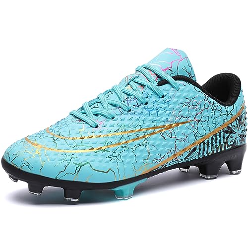 DimaiGlobal Fußballschuhe Herren Spike Microfaser Cleats Professionelle Fussballschuhe Kinder Jugendliche Athletics Trainingsschuhe Outdoor Sportschuhe Fußball Stiefel 43EU Türkis von DimaiGlobal