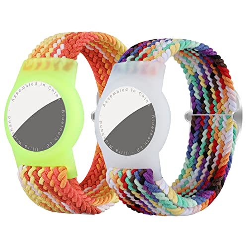 Dingfeiyu 2 Stück Nylon für AirTag Armband Kinder Wasserdicht, Anti-Lost, Anti-Kratz-Schutz für die Positionierung des Bracelet für AirTag (Regenbogen) von Dingfeiyu