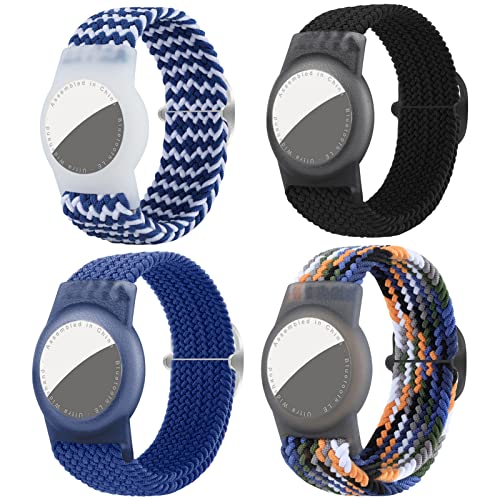 Dingfeiyu 4 Stück Nylon für AirTag Armband Kinder Wasserdicht, Anti-Lost, Anti-Kratz-Schutz für die Positionierung des Bracelet für AirTag (Blauer satz) von Dingfeiyu